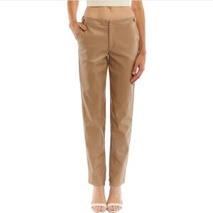 LBLC THE LABEL: CHLOE FAUX LEATHER TROUSER WITH WAISTLINE BUTTON DETAIL